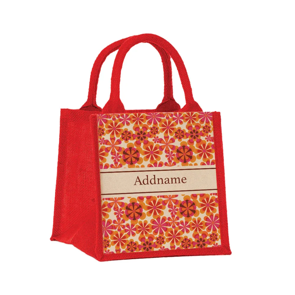 Retro Daisy Jute Tote Bag