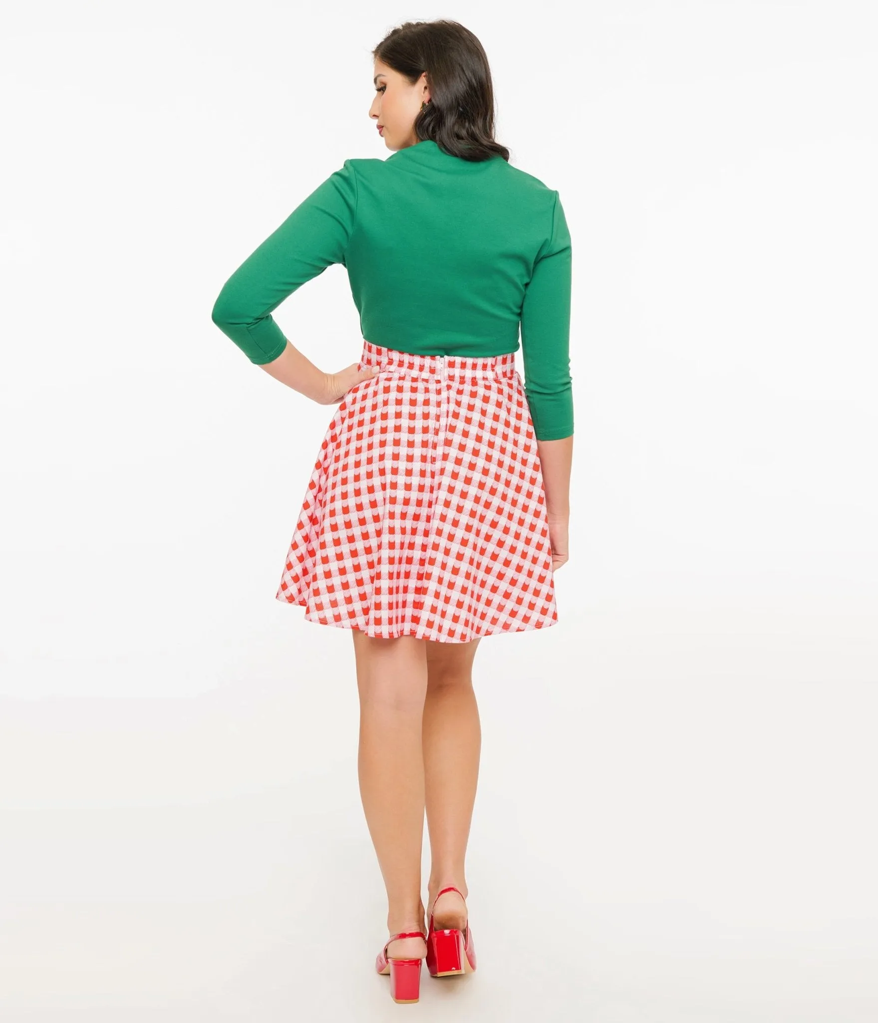 Retrolicious 1950s Red Check Skater Skirt