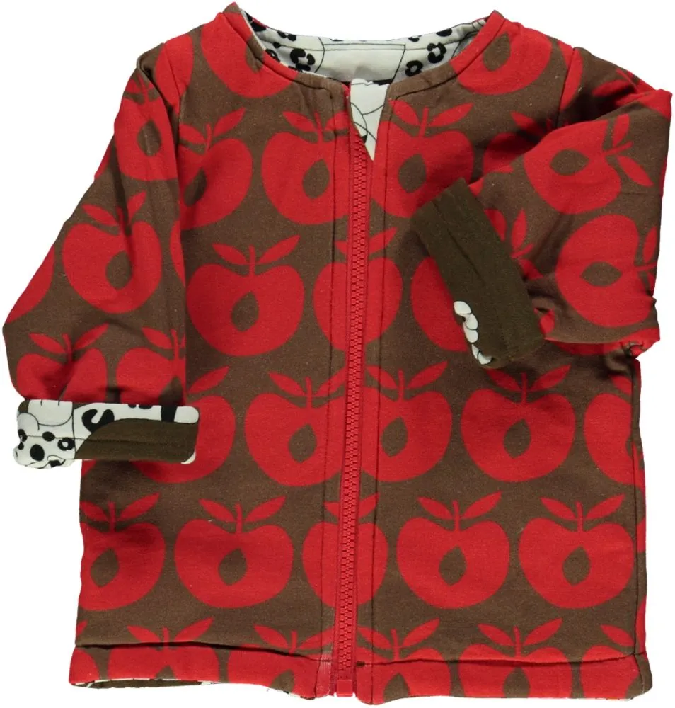 Reversible padded jacket leopard/apples