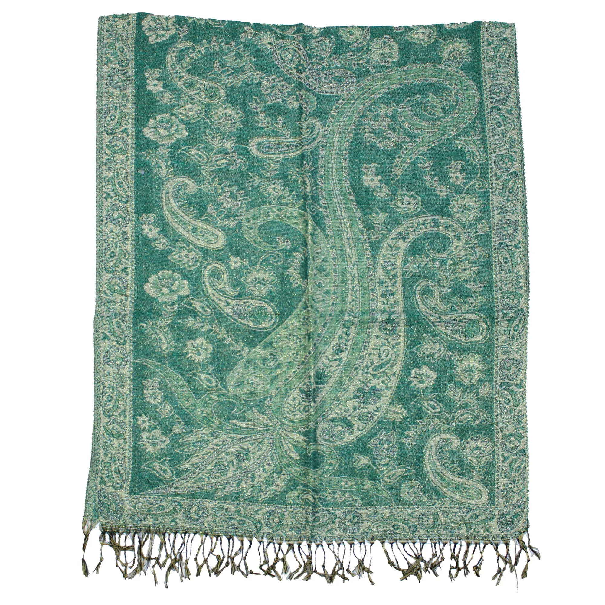 Reversible Paisley Print with Inverted Colours Pashmina with Tassels