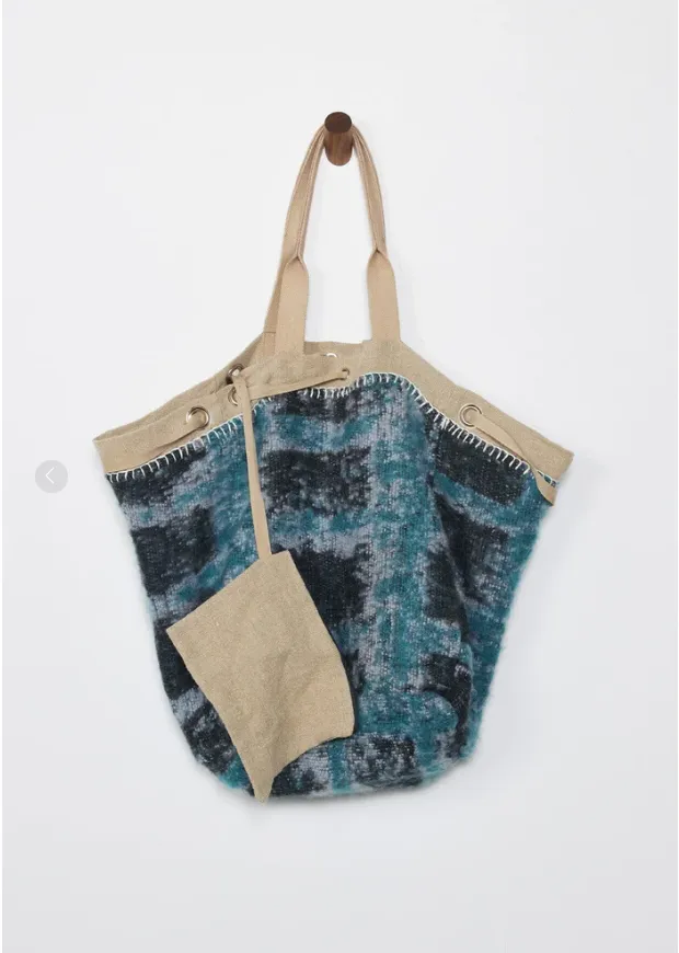 Reversible Tote Bag Natural/Black/Teal