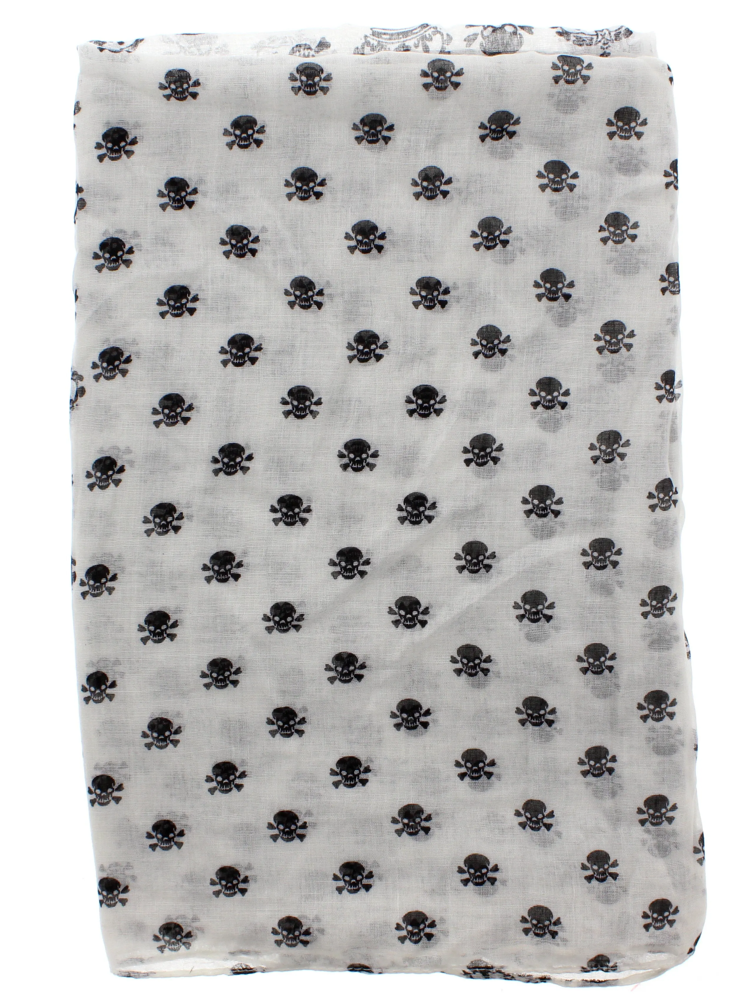 Reversible White Skull & Crown Print Scarf