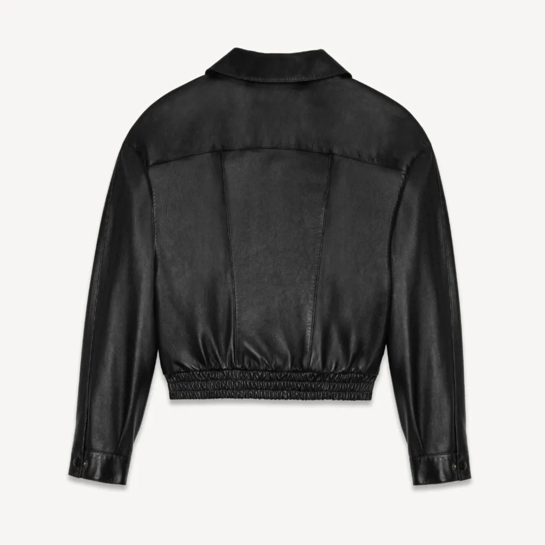 Rhea Cropped Leather Jacket for Women