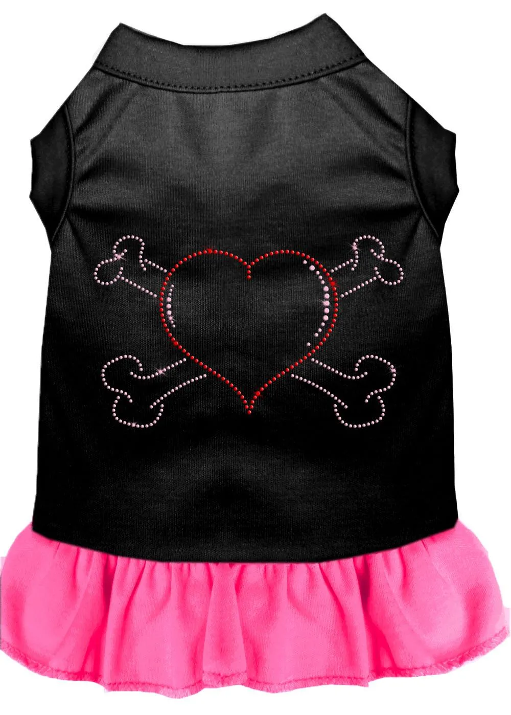 Rhinestone Heart And Crossbones Dress Black With Bright Pink Xl (16)