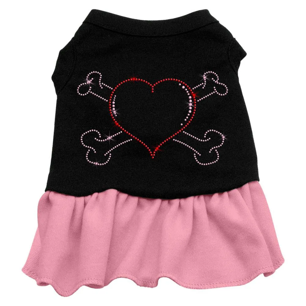 Rhinestone Heart and crossbones Dress Black with Pink XS (8)