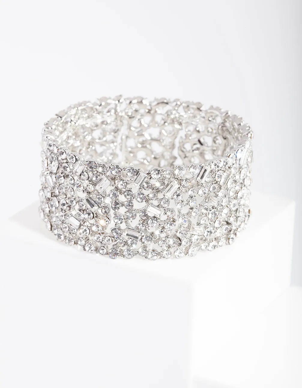 Rhodium Gem Embellished Bracelet