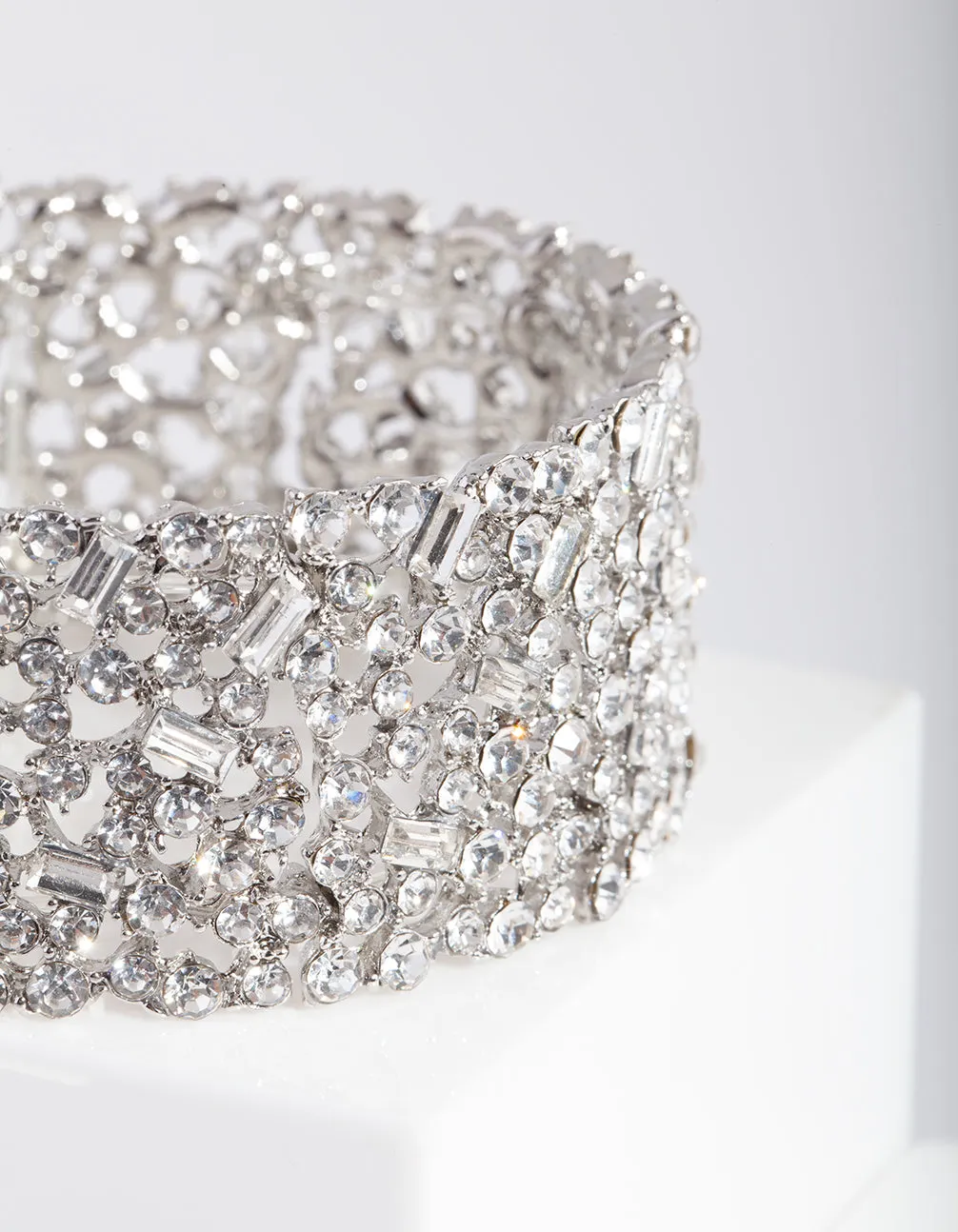 Rhodium Gem Embellished Bracelet