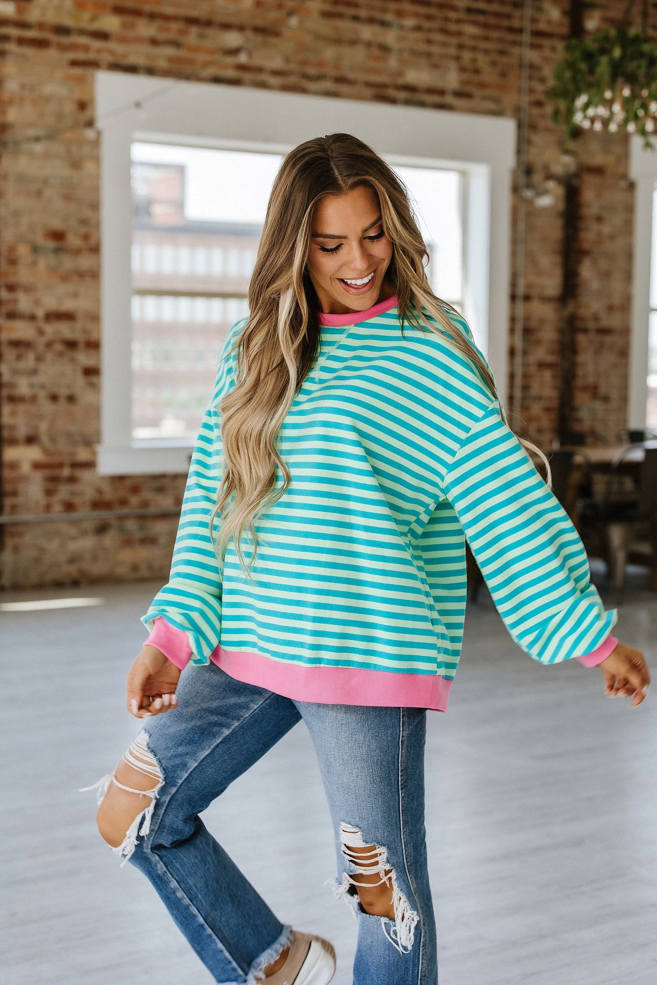 Rhonda Striped Oversized Pullover | S-XL