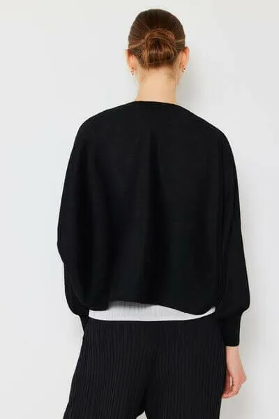 Rib Pleated Puff Sleeve Bolero Cardigan