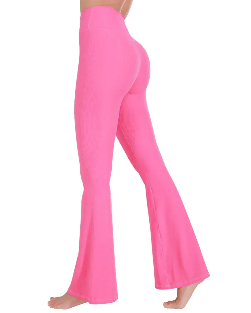 Ribbed Crossover Flared Leggings for Women