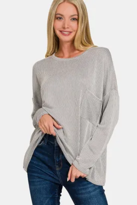 Ribbed Striped Long Sleeve T-Shirt