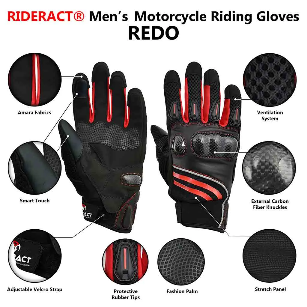 RIDERACT® Summer Motorbike Gloves REDO Moto Gloves