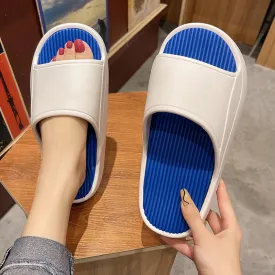 Rimocy Mix Color Women Beach Slippers Platform Open Toe Soft Bottom Sandals Slides Woman Summer Non-slip Bathroom Cloud Slippers