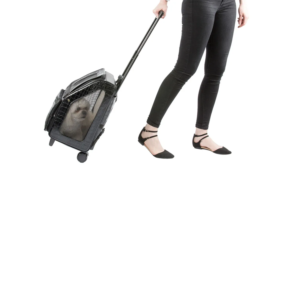 Rio Carrier Bag on Wheels - Black Croco