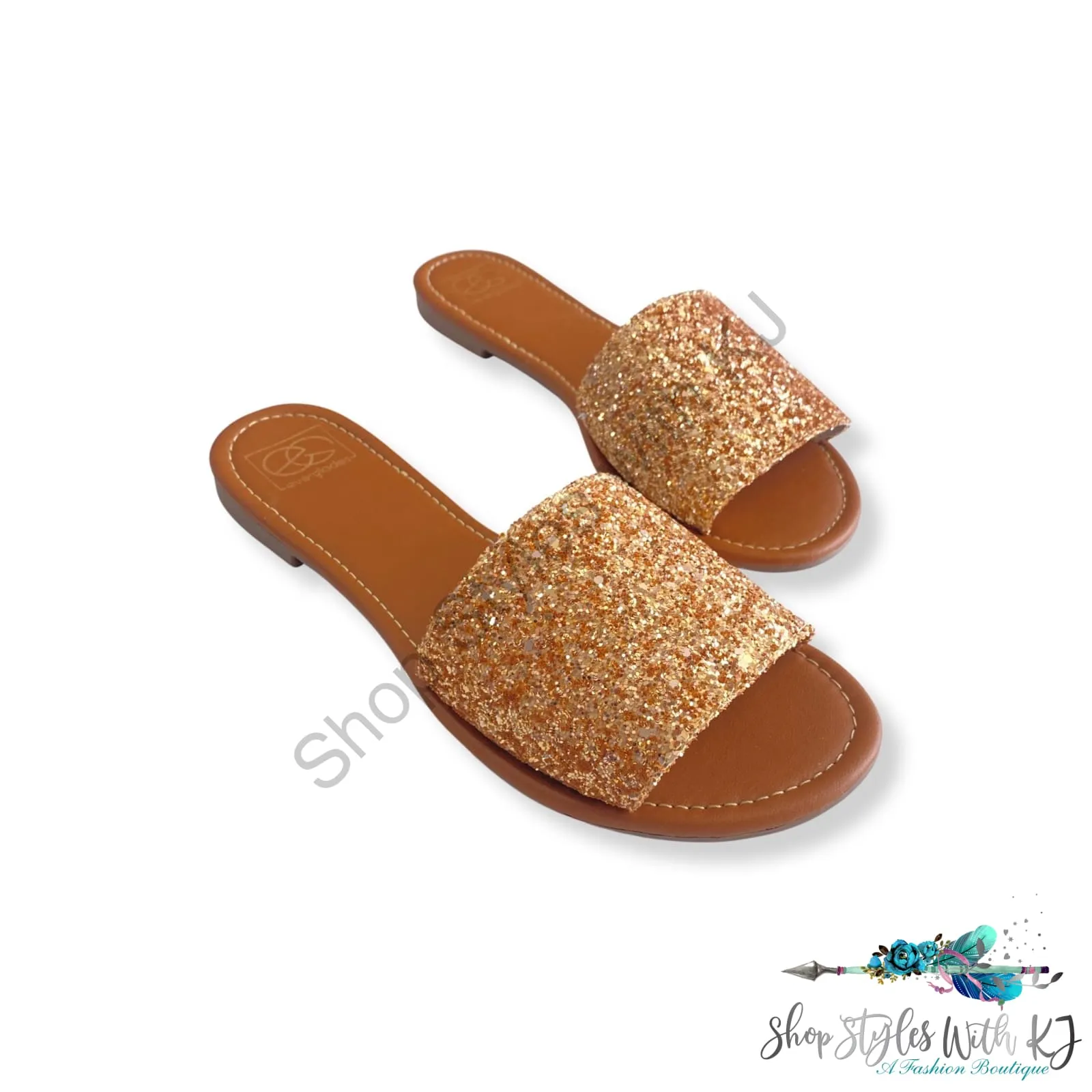 Ritzy Glitter Sandals in Rose Gold