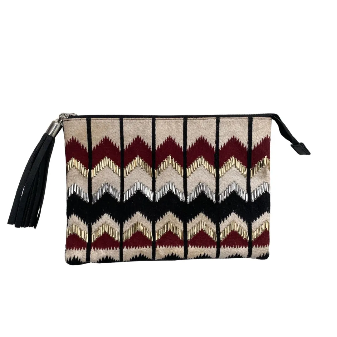 River Island Boho Aztec Print Clutch Black Multicolour