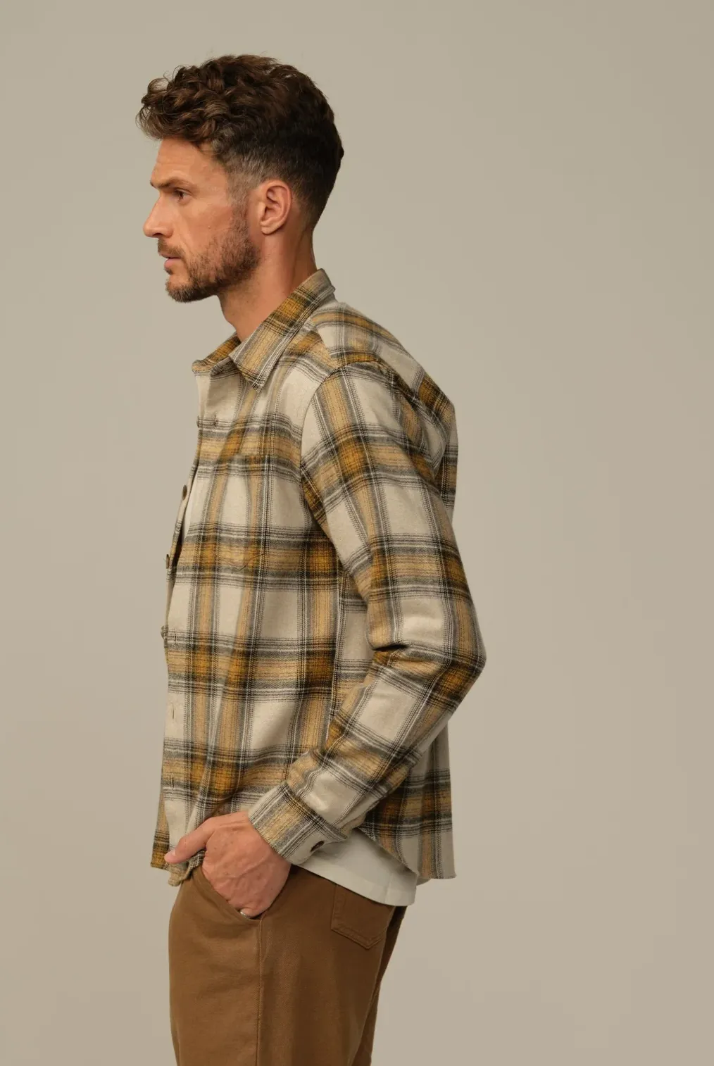 Road To Nowhere Men's Flannel Mustard Plaid