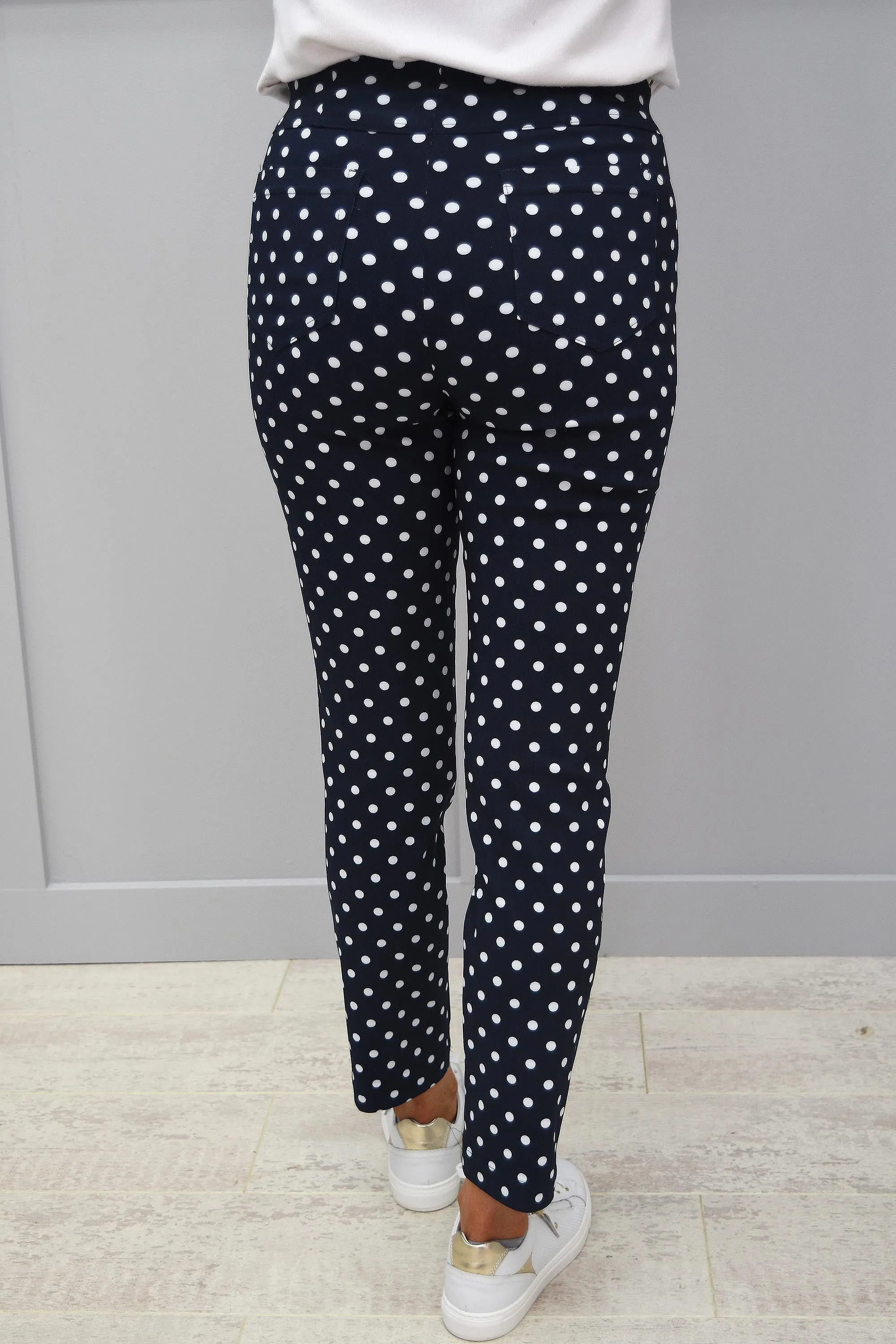 Robell Bella 09 Navy Spot Trousers - 51560 54570 69