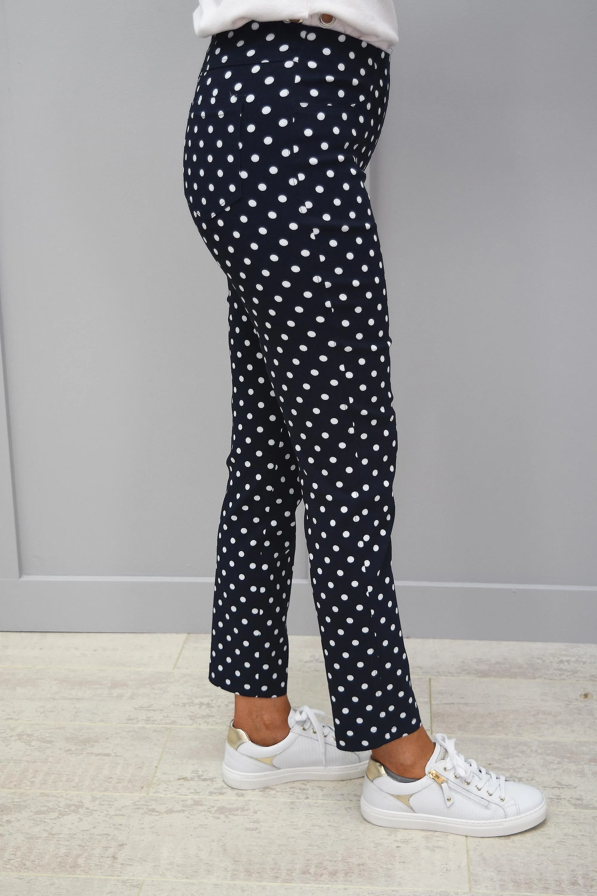 Robell Bella 09 Navy Spot Trousers - 51560 54570 69