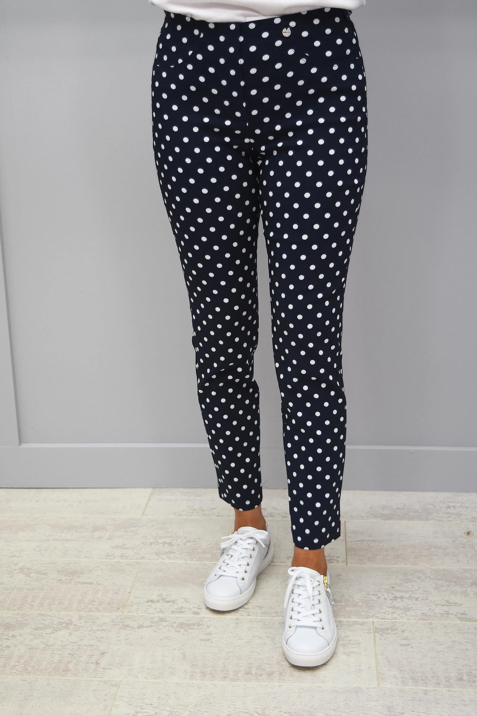 Robell Bella 09 Navy Spot Trousers - 51560 54570 69