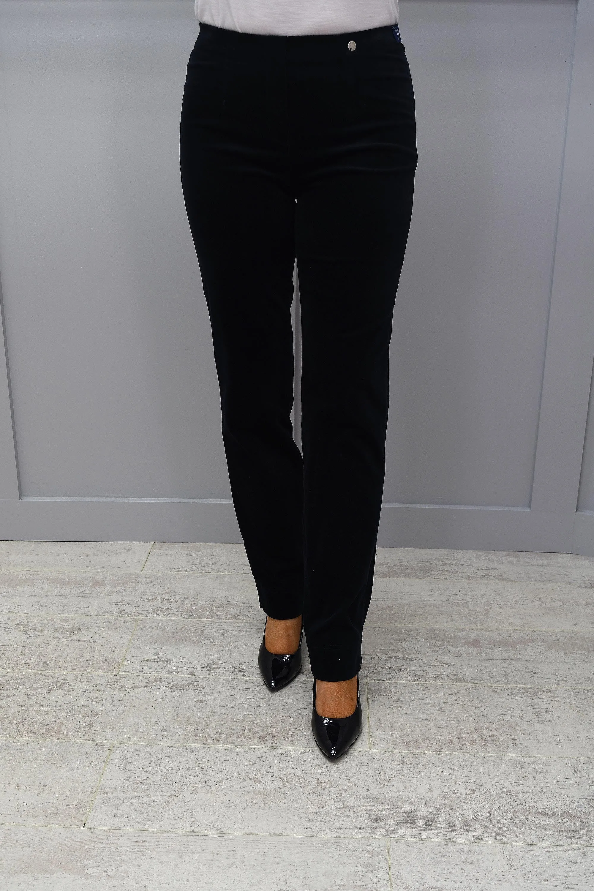 Robell Marie Navy Velvet Trousers - 51414 54362 691