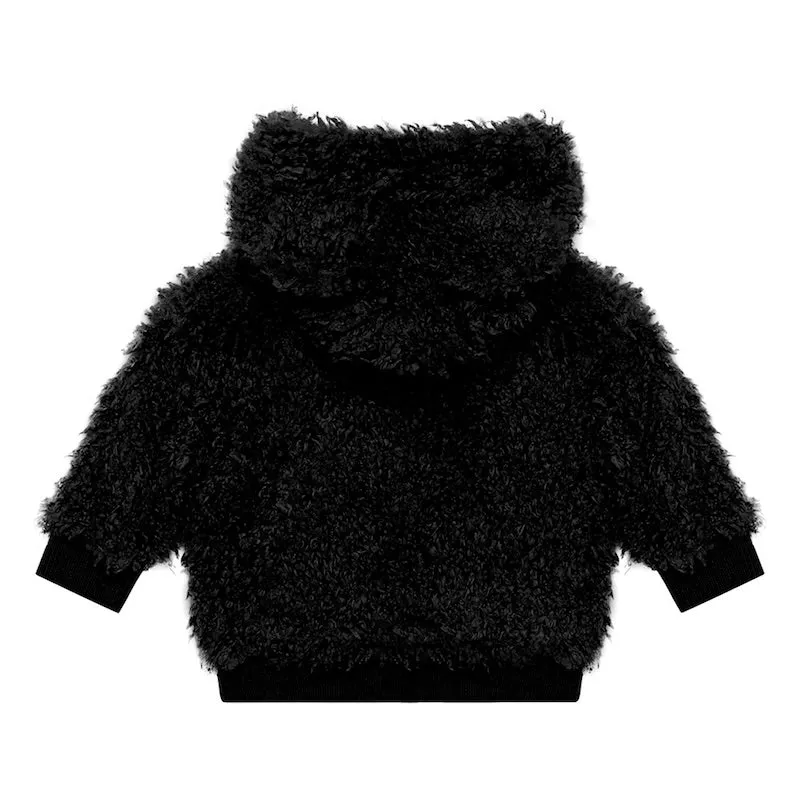 Rock Your Kid Black Sherpa Bear Hoodie