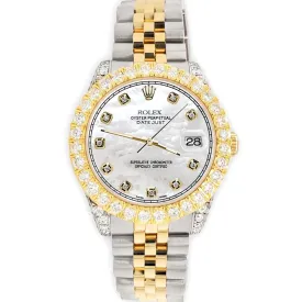 Rolex Datejust 31mm 2-Tone Watch 4.4ct Diamond White MOP Dial/Bezel/Case/Lugs TFJ-142508080