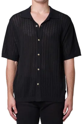 ROLLAS Mens Bowler Knit Short Sleeve Shirt - Black