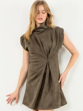 Rolled Neck Suede Dress