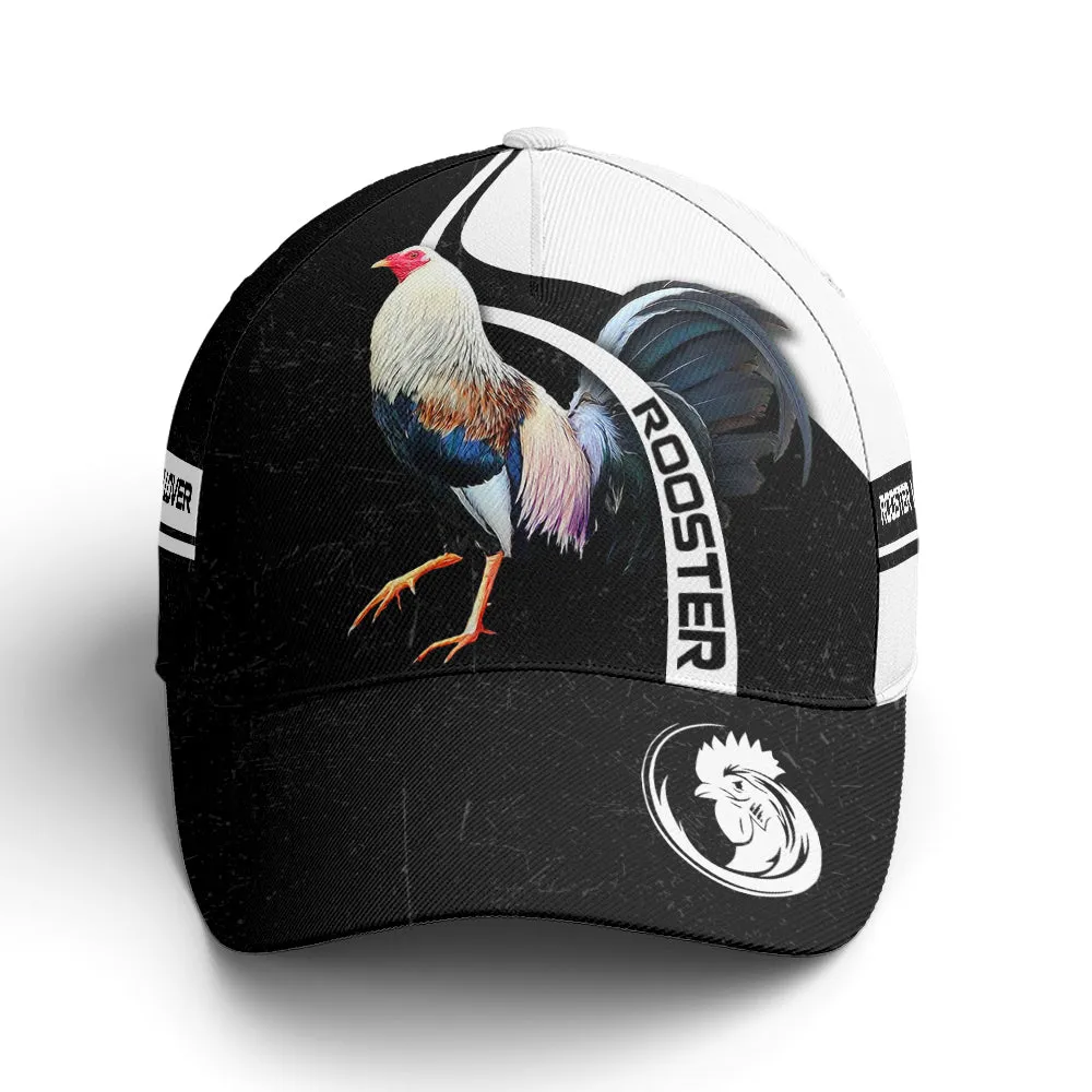 Rooster Black And White Cool Baseball Cap Coolspod