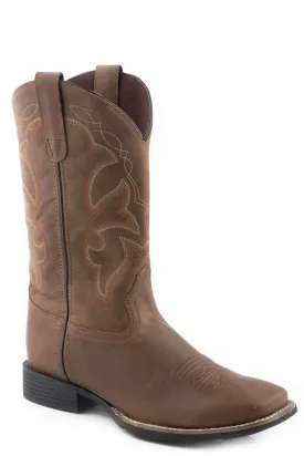 Roper Boys Youth Vintage Tan Leather Monterey Cowboy Boots