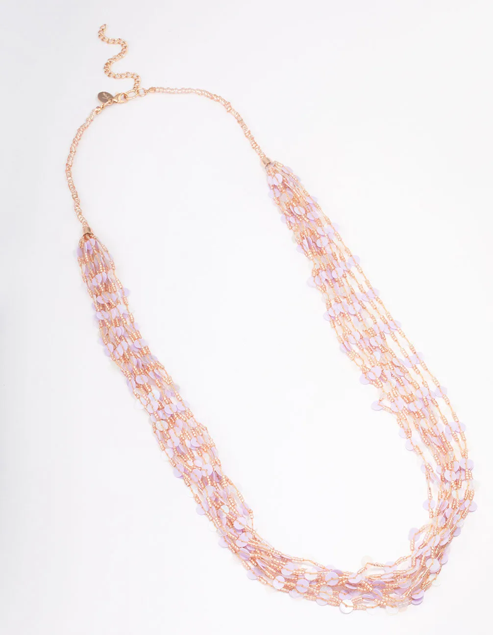 Rose Gold Layered Sequined Long Necklace