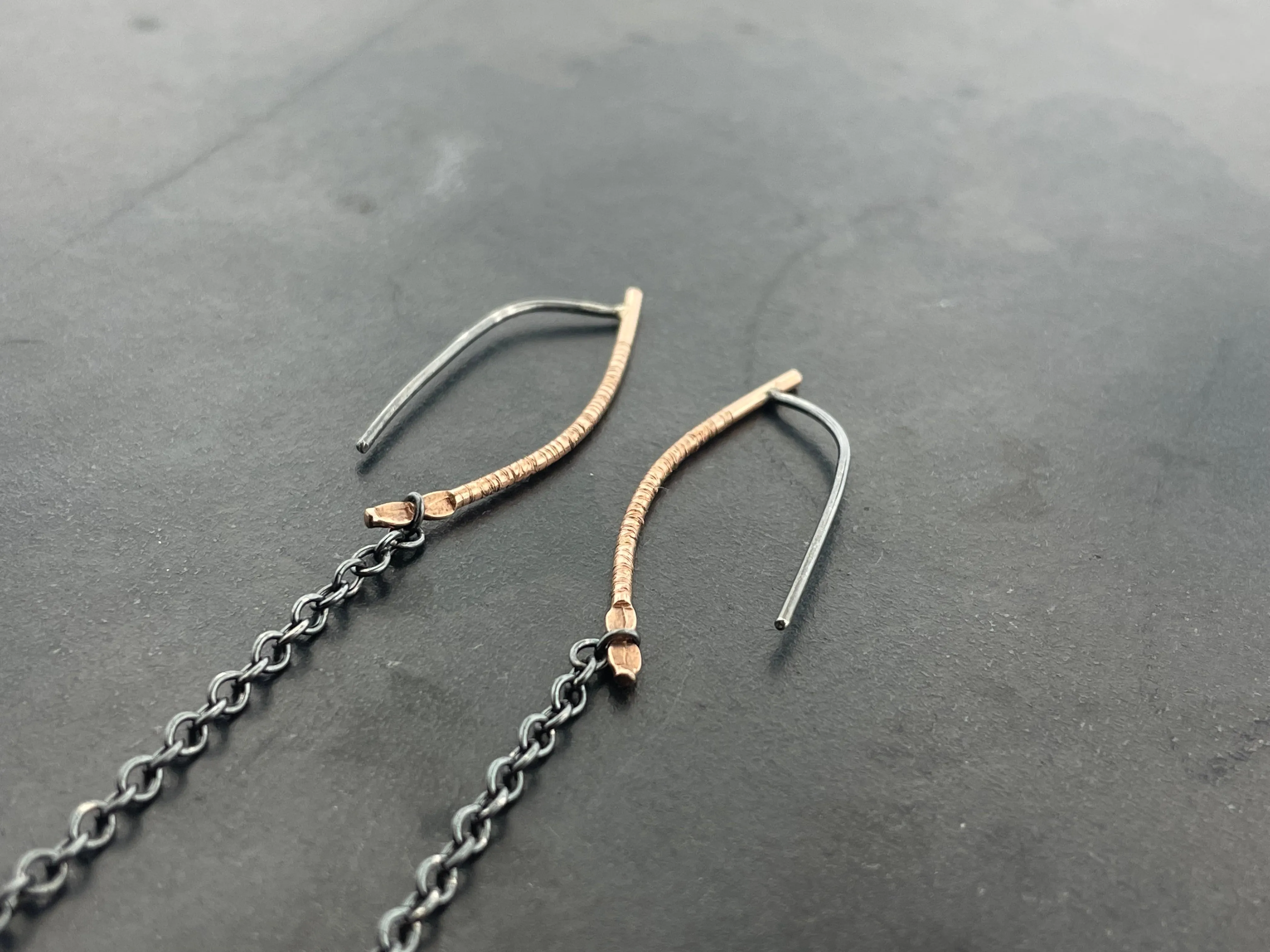 Rose Gold single drop hoops shoulder dusters