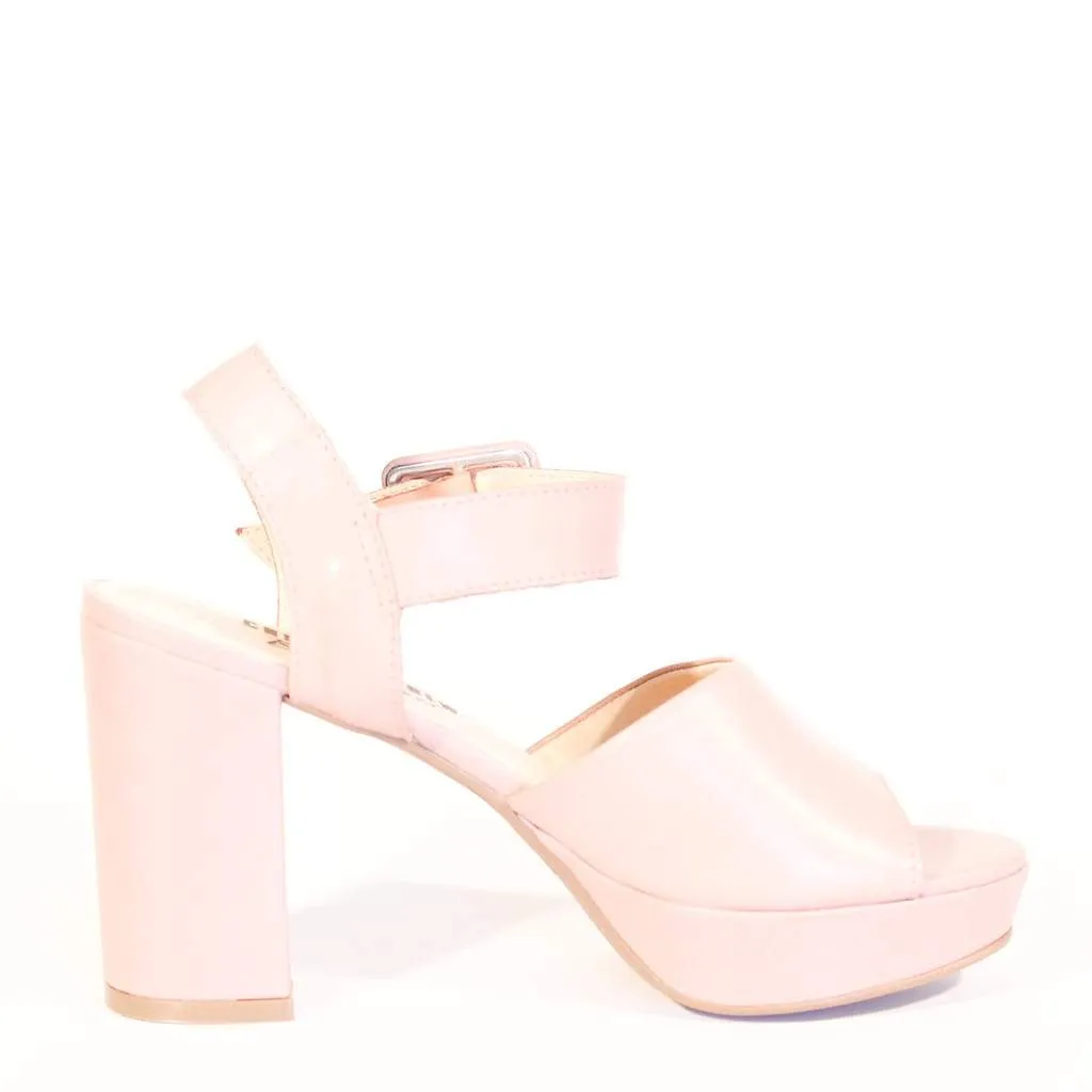 Rose Leather Platform Heels