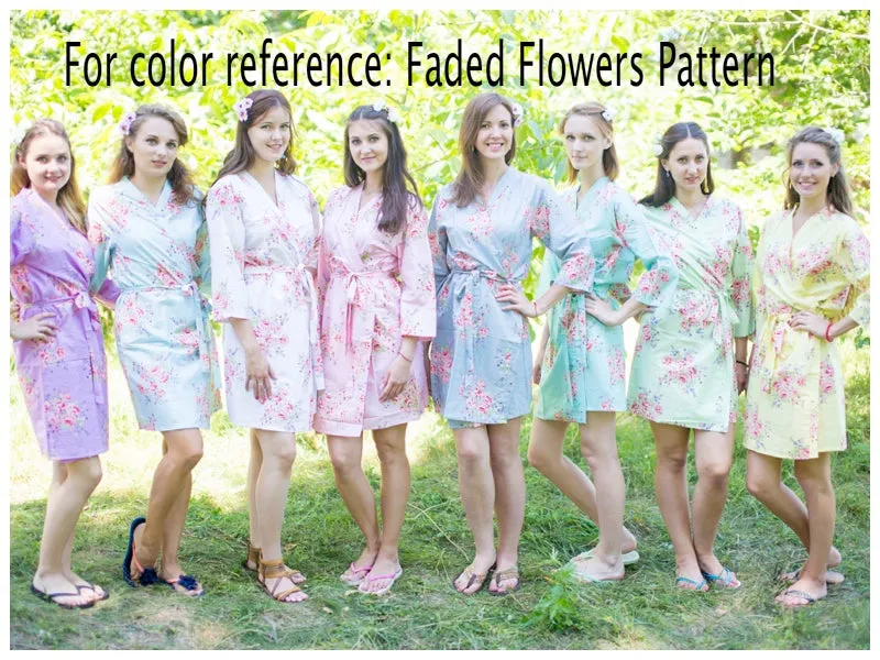 Rose Pink Faded Flowers Pattern Bridesmaids Robes