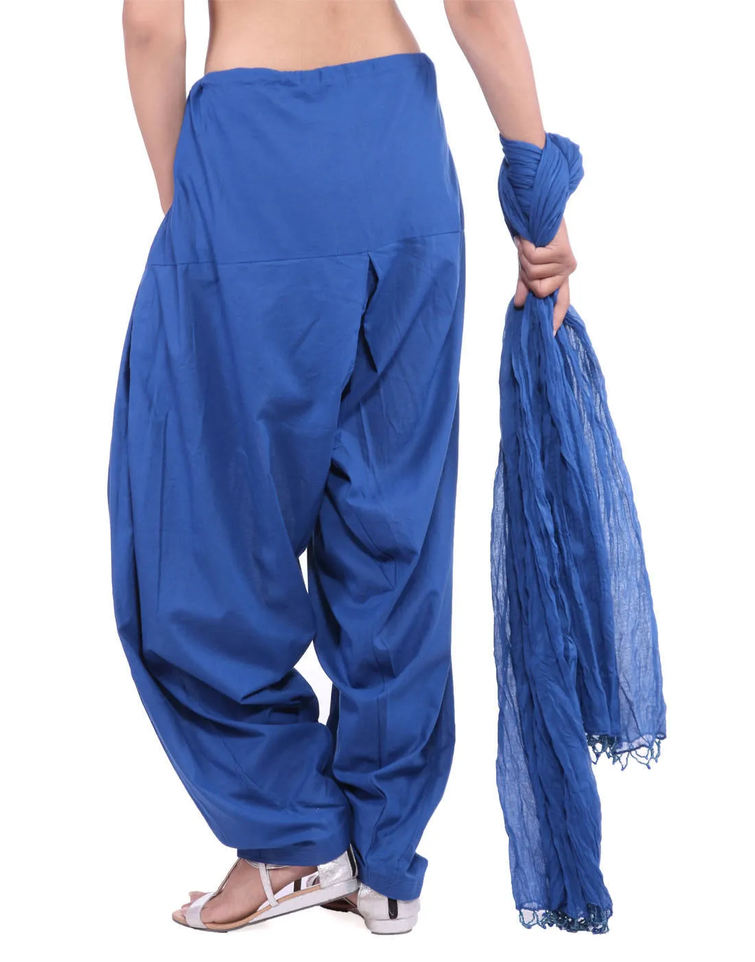 Royal Blue Cotton Patiala Salwar And Dupatta Set