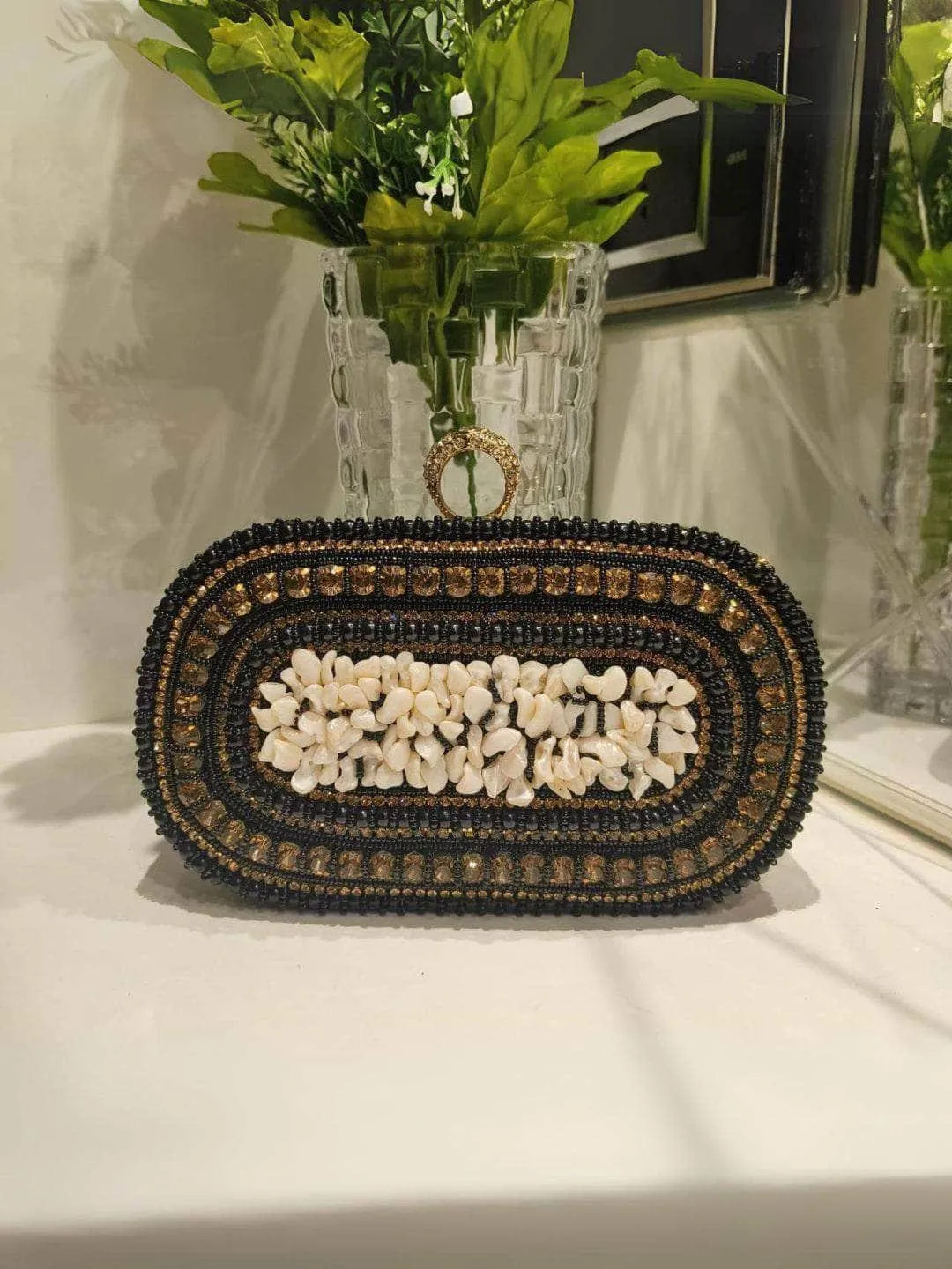 Royal Pearl Beaded Clutch