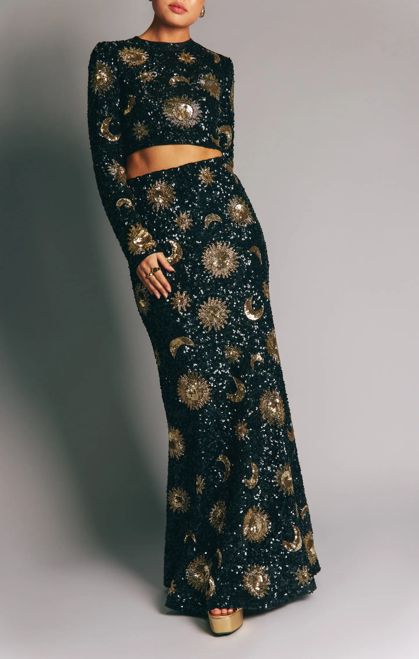 RSVP Skirt ~ Celestial Sequins Black