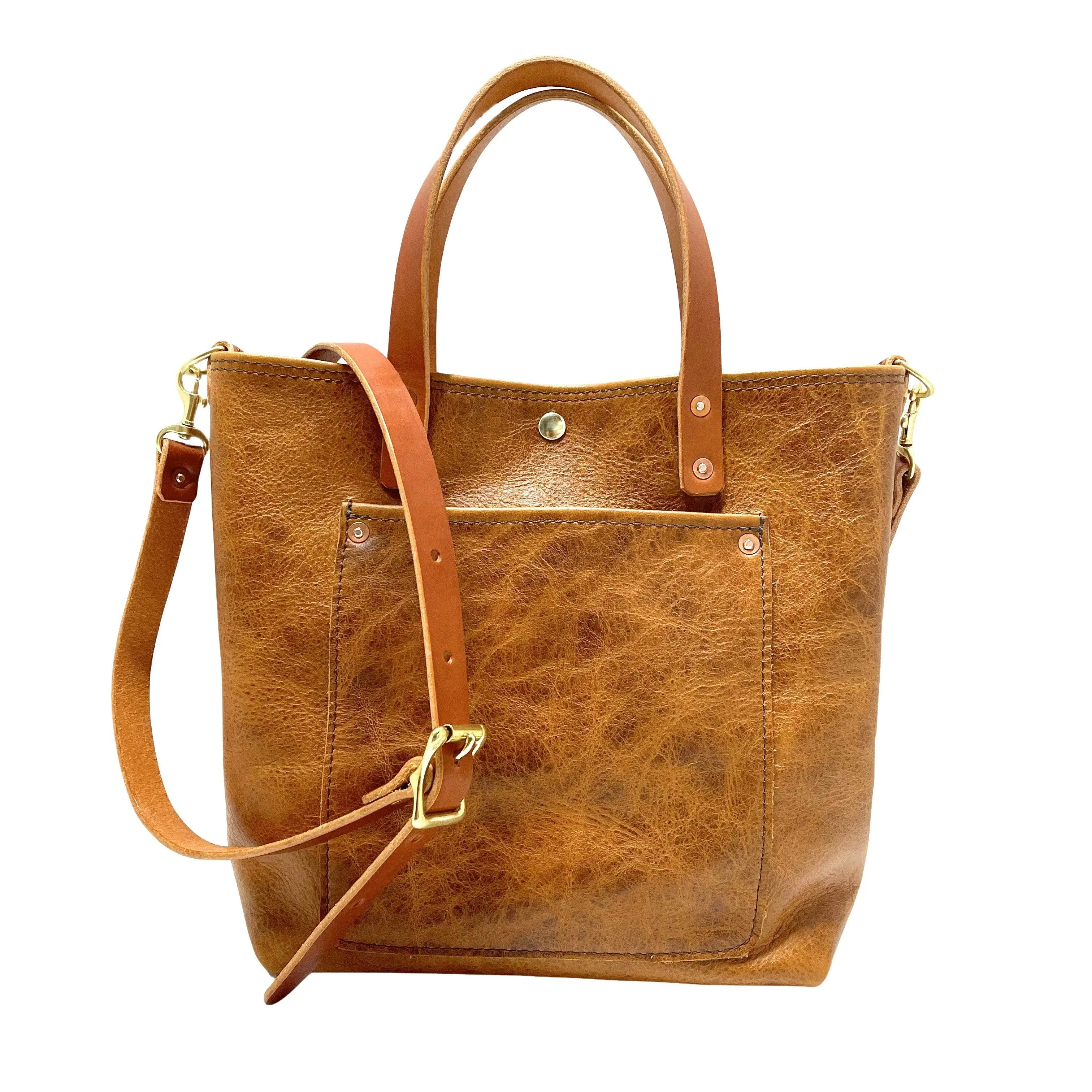 RTS- Claremont Crossbody Leather Tote in Light Umber