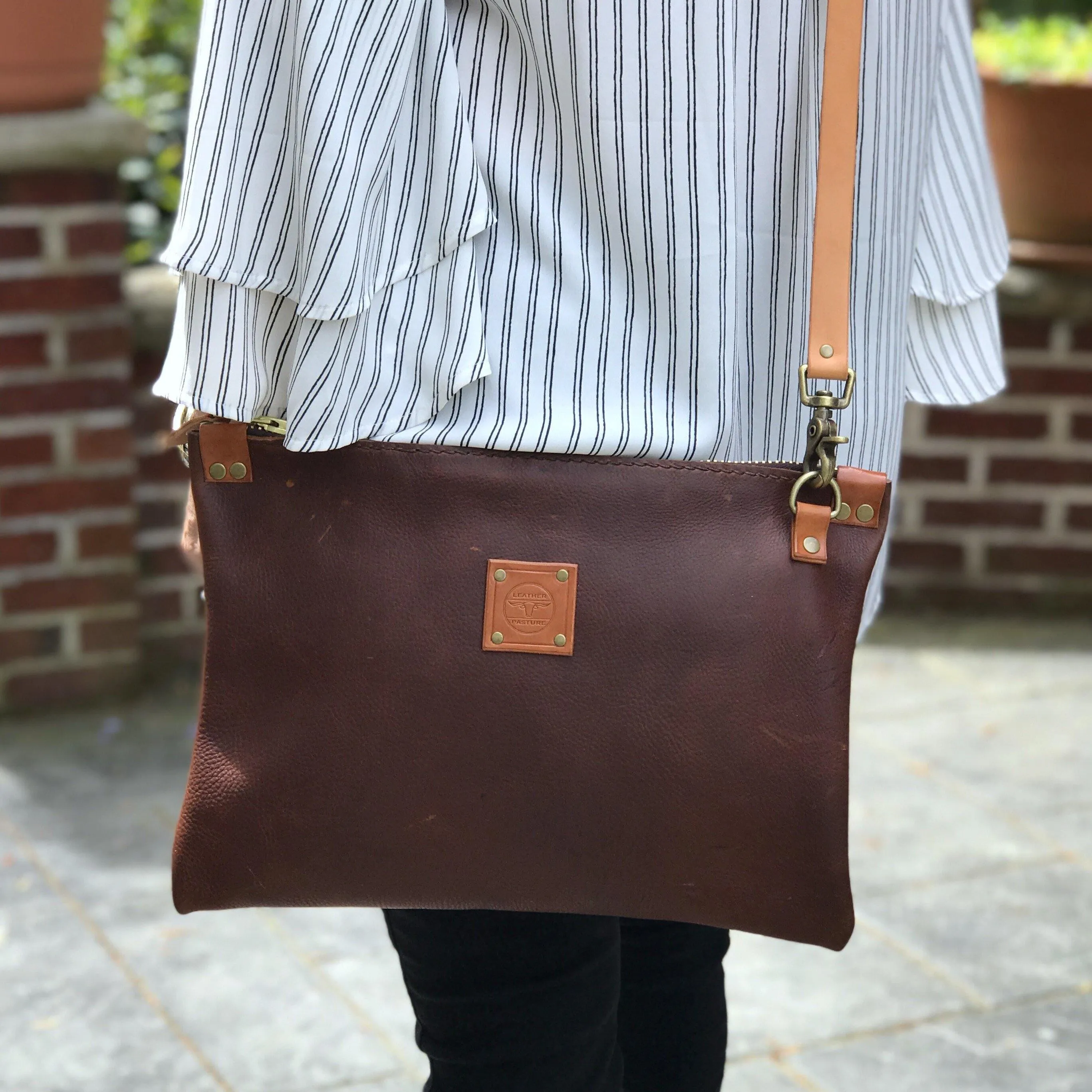 RTS- Leather Messenger Bag in Brown