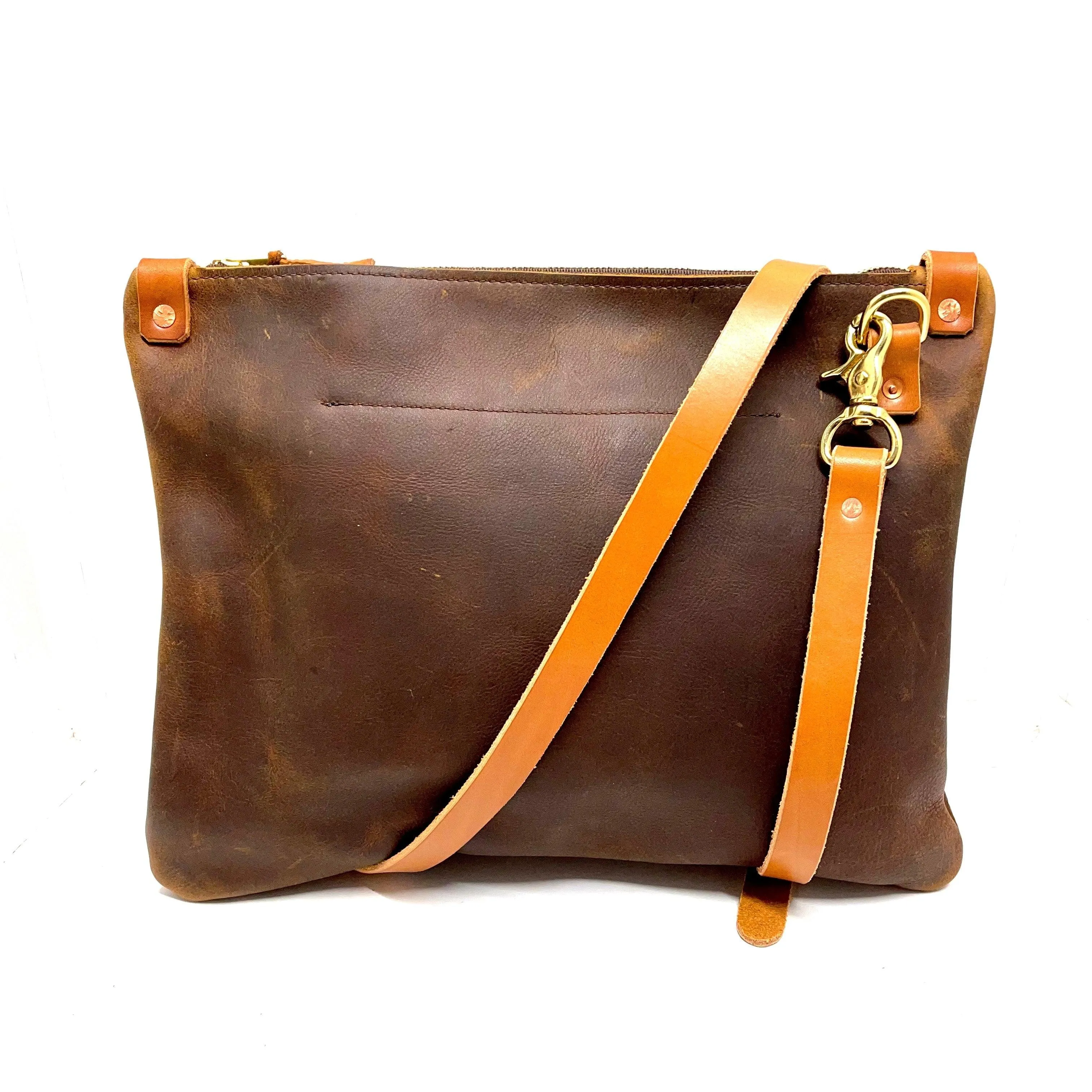 RTS- Leather Messenger Bag in Brown