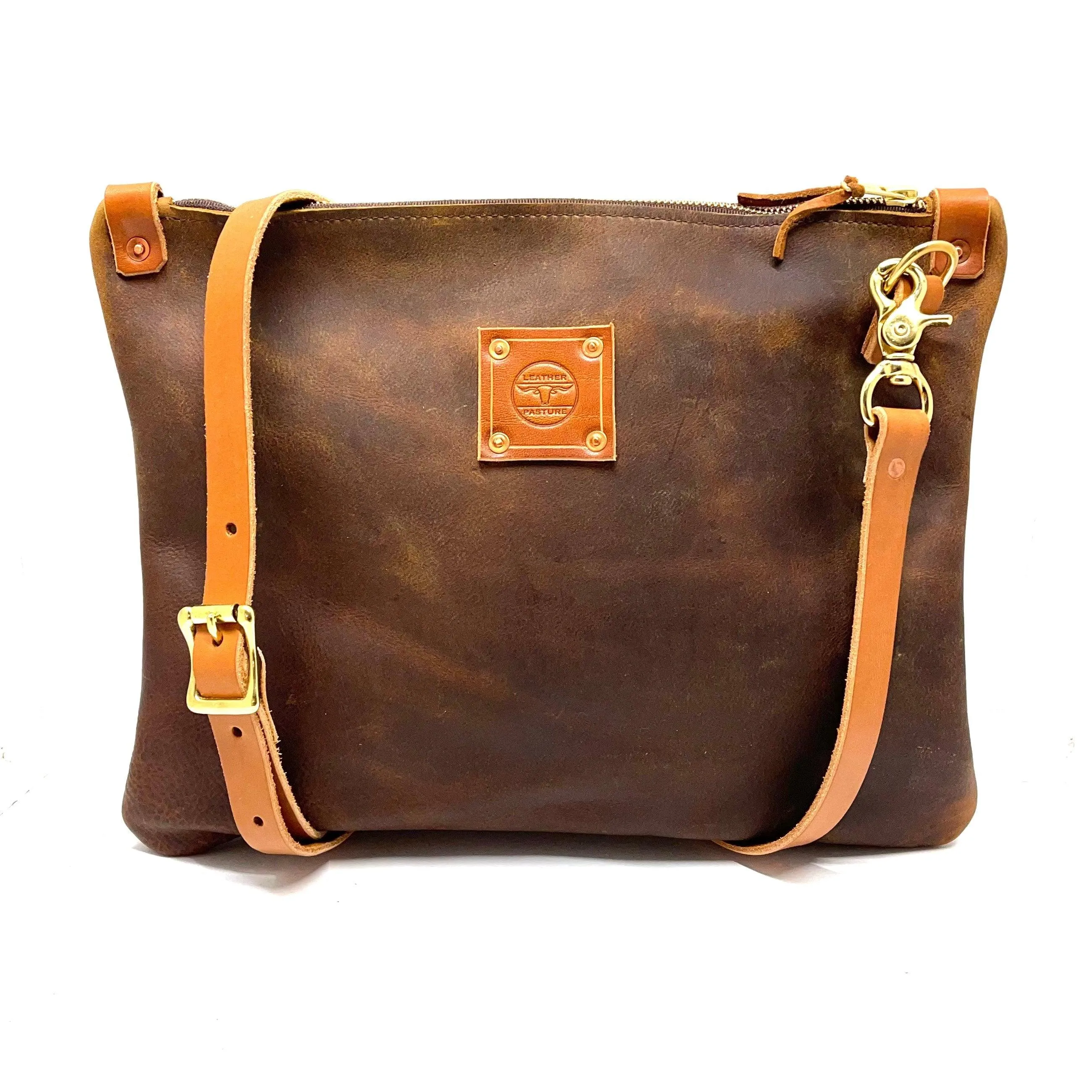 RTS- Leather Messenger Bag in Brown