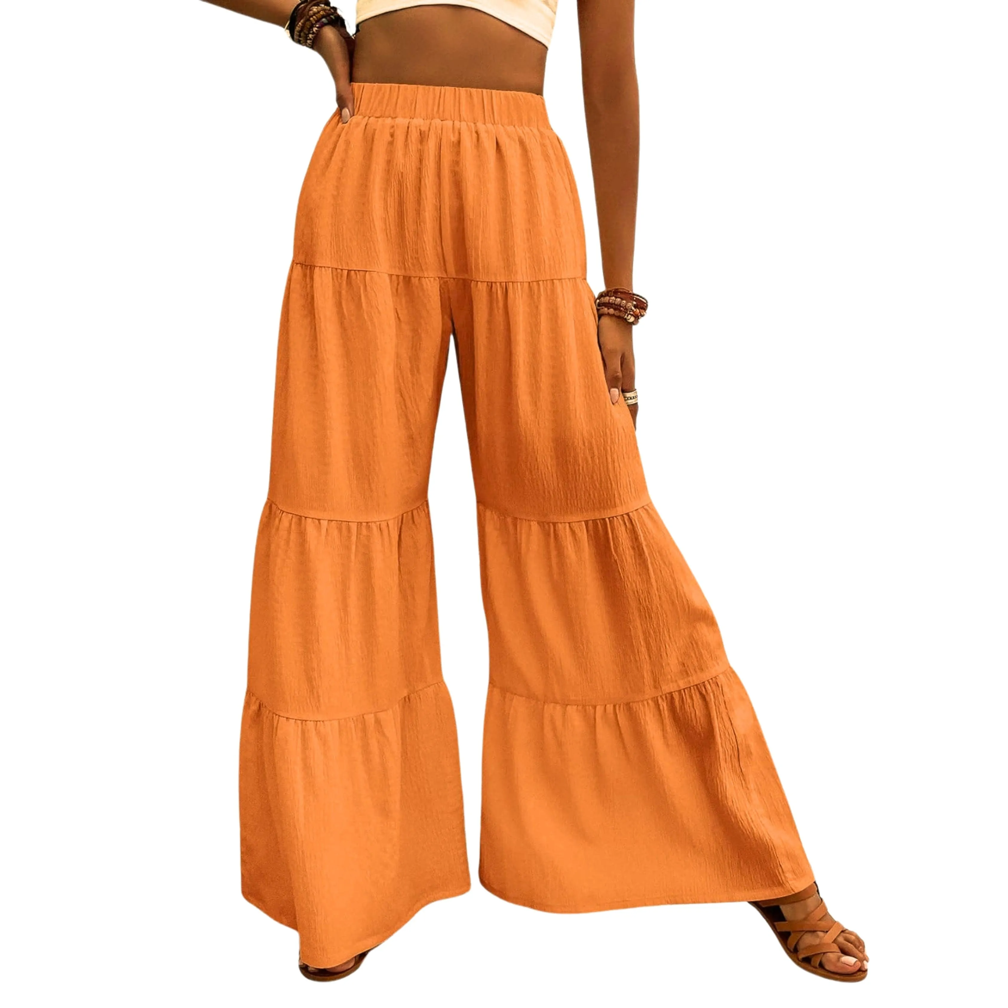 Ruffle Hem Wide Leg Pants