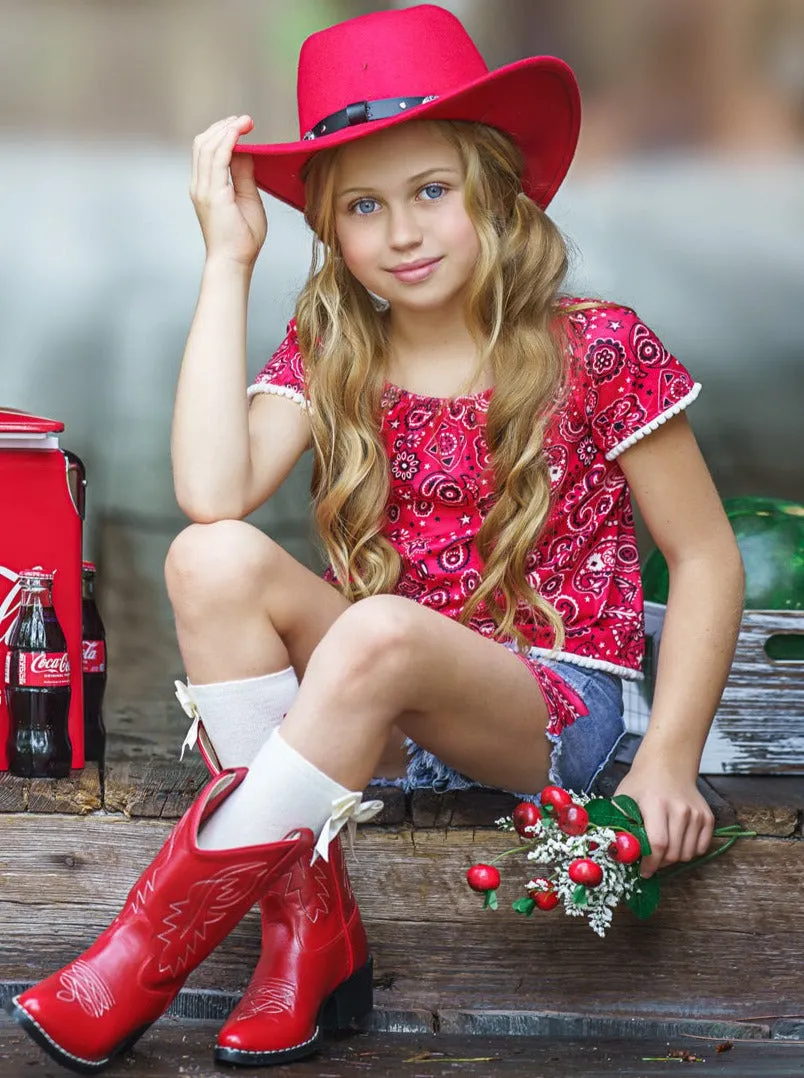 Rustic Cutie Paisley Denim Shorts Set