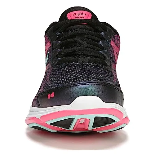 Ryka Women's Devotion Plus 2 Walking Shoe, Black Pink, 8 M, US