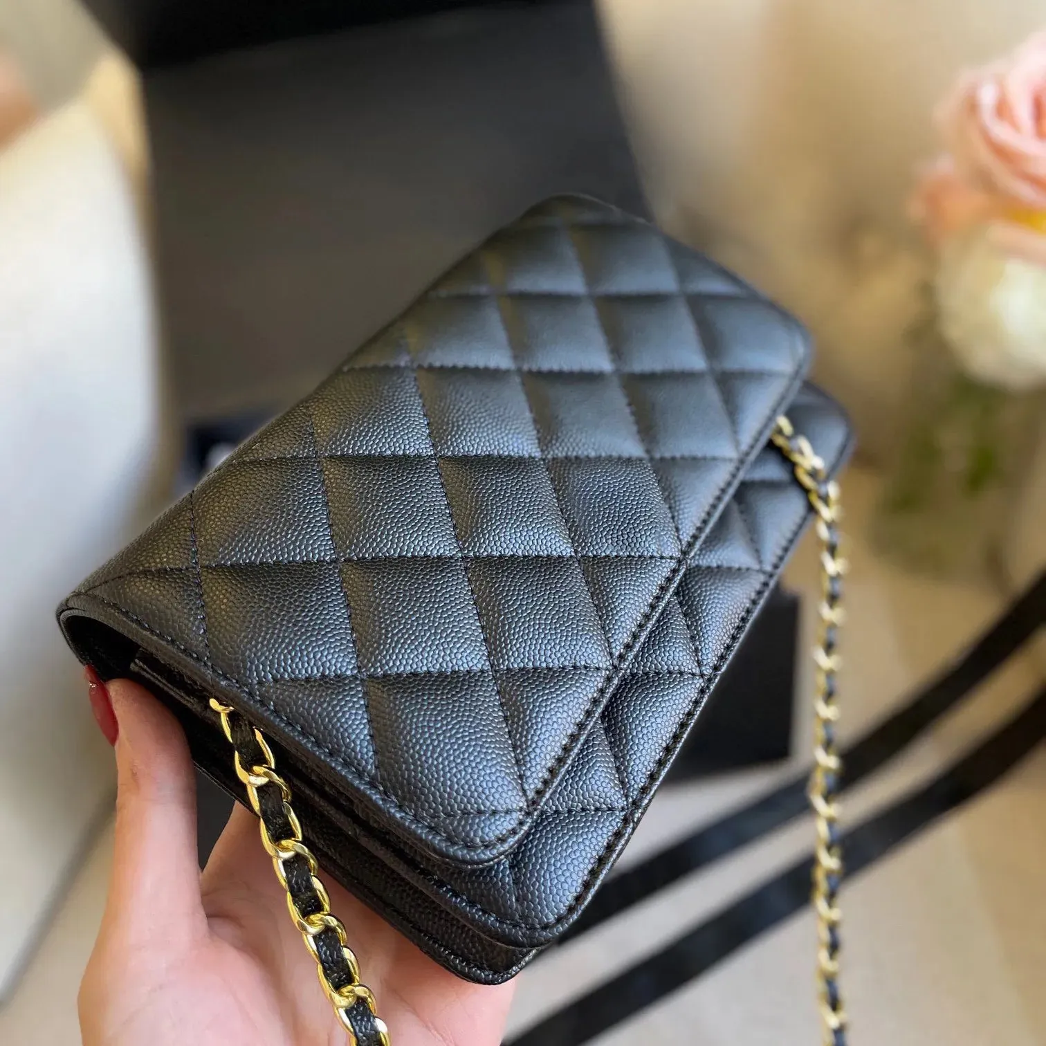 s caviar Purse envelope Designer for Woman quilted Leather lambskin gold chain mens Clutch Shoulder Bags classic flap CrossBody sling Even tote hand bag