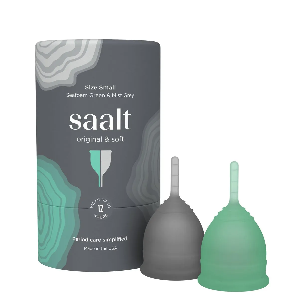 SAALT Menstrual Cup Twin Pack - Small Seafoam Green & Mist Grey