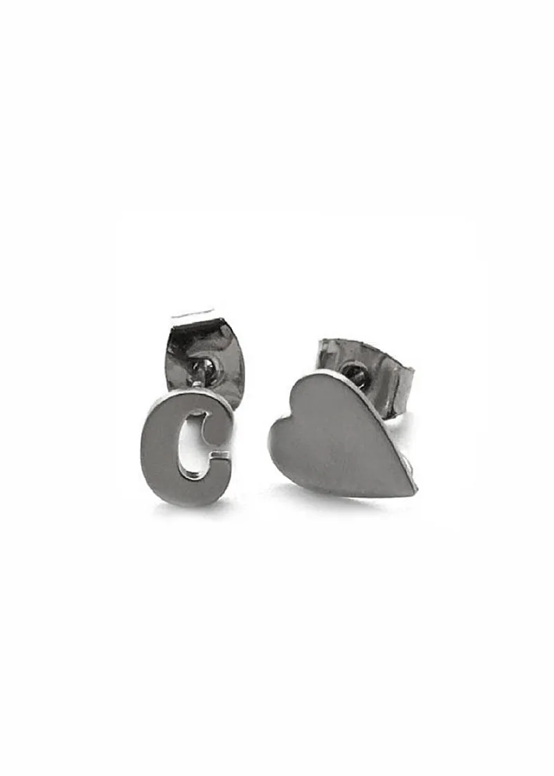 Saba Letter & Heart Earrings