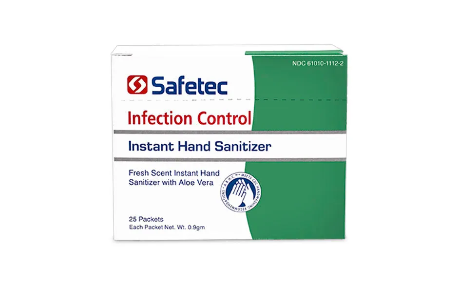 Safetec Instant Hand Sanitizer 0.9 gram Packets, 25/bx