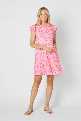 Sail to Sable Flutter Sleeve Dress - Pink Rose